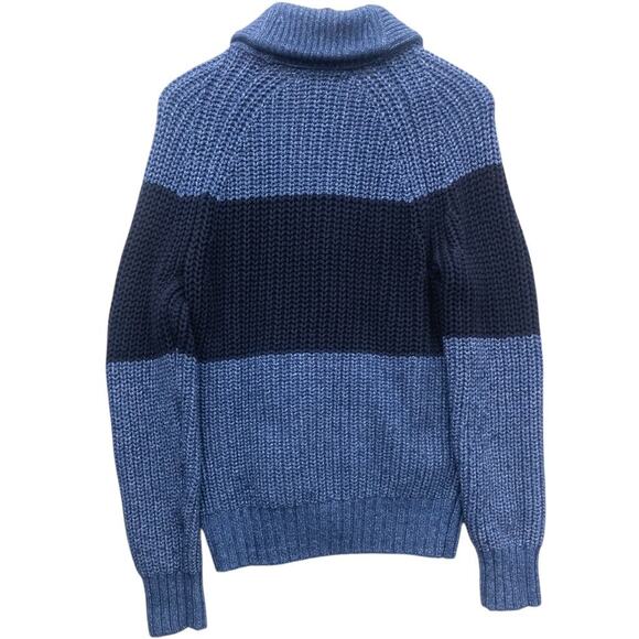 Banana Republic Men's Cable Knit Fisherman Sweater Cardigan Blue Colorblock M - Picture 3 of 6